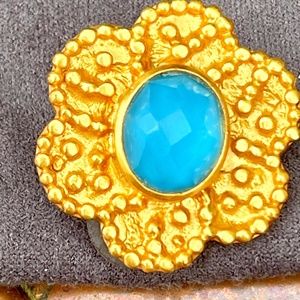 Julie Vos Colette Clip Earrings - Turquoise stone